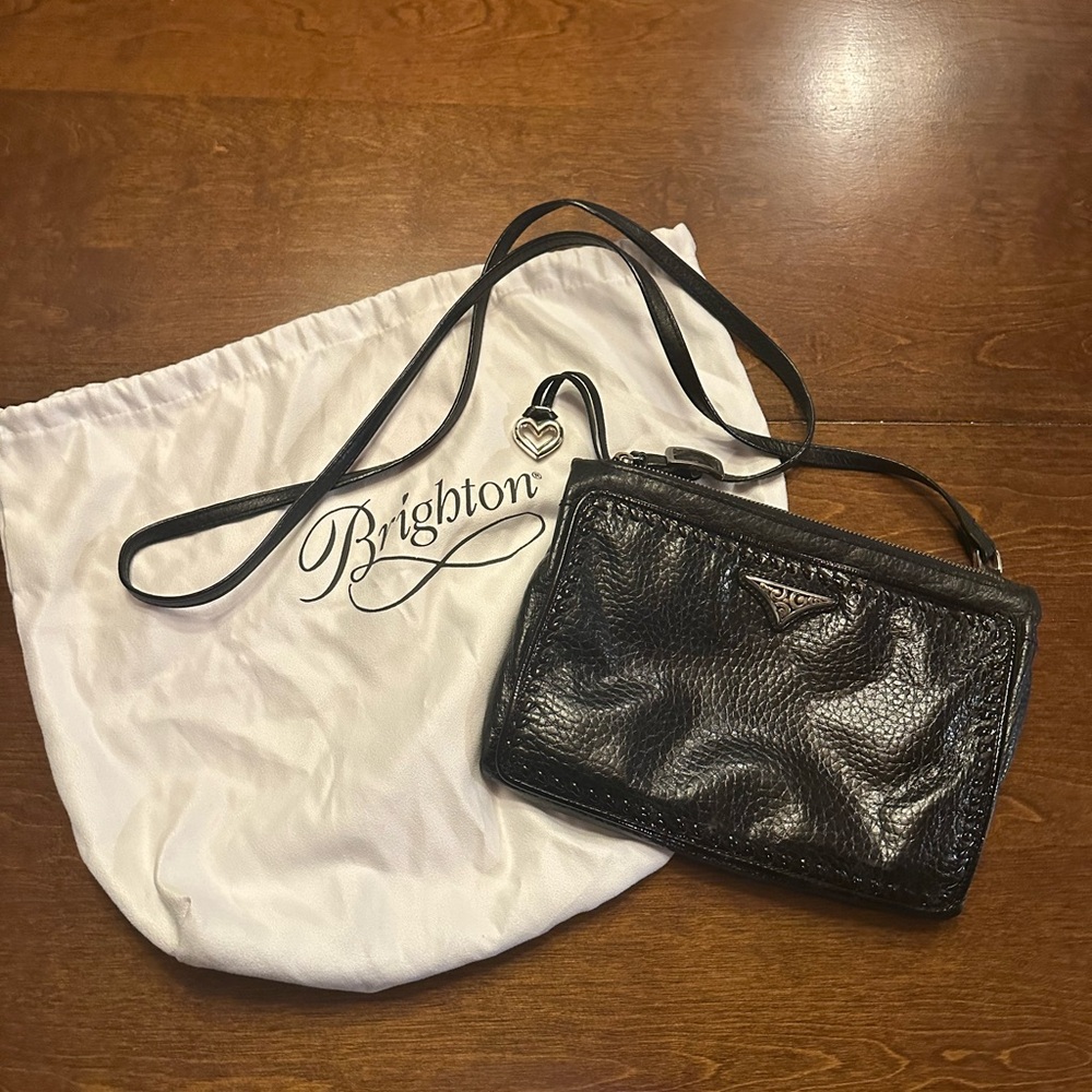 Brighton Black Leather Wristlet